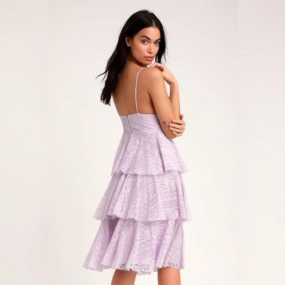 LULUS Endless Romance Ruffled Midi Dress in Lavender - Picture 3 of 8
